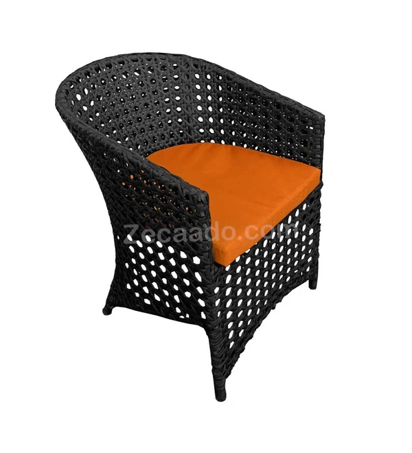 Zecado Zeus 2 Seater Patio Coffee Table Set in Black Corduroy Finish with Orange Cushion - Black, Orange