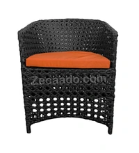 Zecado Zeus 2 Seater Patio Coffee Table Set in Black Corduroy Finish with Orange Cushion - Black, Orange