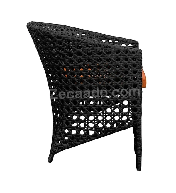 Zecado Zeus 2 Seater Patio Coffee Table Set in Black Corduroy Finish with Orange Cushion - Black, Orange