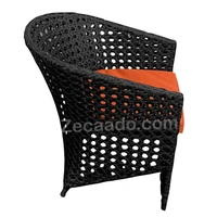 Zecado Zeus 2 Seater Patio Coffee Table Set in Black Corduroy Finish with Orange Cushion - Black, Orange