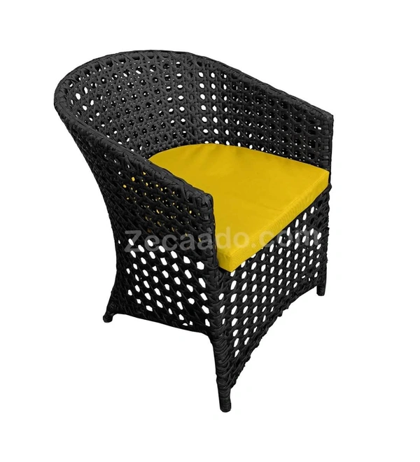 Zecado Zeus 2 Seater Patio Coffee Table Set in Black Corduroy Finish with Yellow Cushion - Black, Yellow