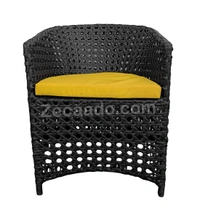 Zecado Zeus 2 Seater Patio Coffee Table Set in Black Corduroy Finish with Yellow Cushion - Black, Yellow