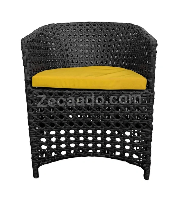 Zecado Zeus 2 Seater Patio Coffee Table Set in Black Corduroy Finish with Yellow Cushion - Black, Yellow