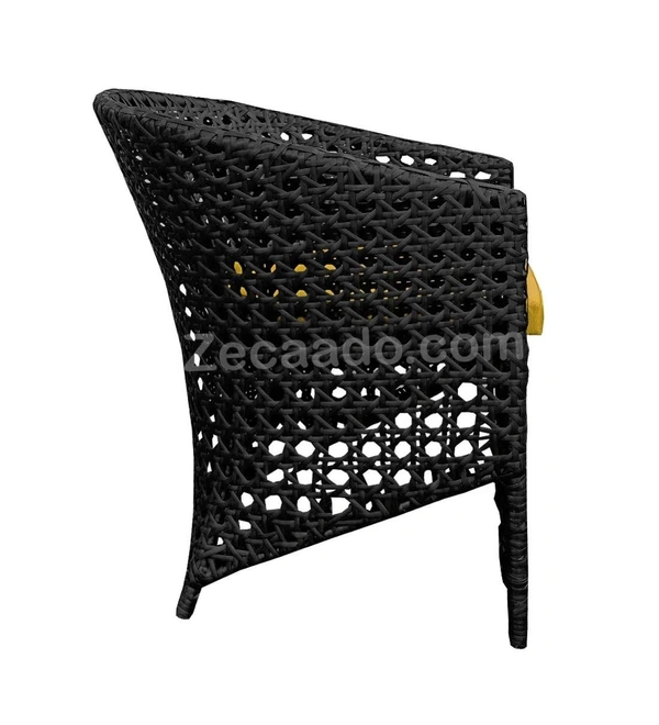 Zecado Zeus 2 Seater Patio Coffee Table Set in Black Corduroy Finish with Yellow Cushion - Black, Yellow