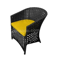 Zecado Zeus 2 Seater Patio Coffee Table Set in Black Corduroy Finish with Yellow Cushion - Black, Yellow
