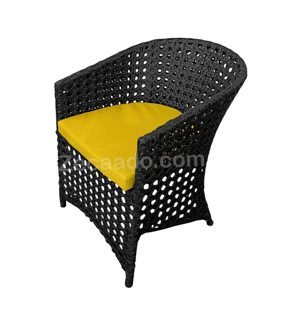 Zecado Zeus 2 Seater Patio Coffee Table Set in Black Corduroy Finish with Yellow Cushion - Black, Yellow