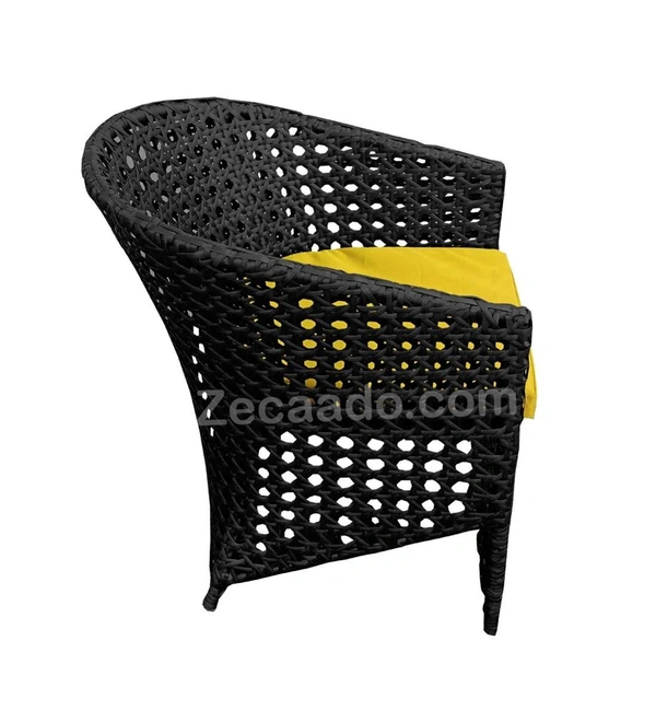 Zecado Zeus 2 Seater Patio Coffee Table Set in Black Corduroy Finish with Yellow Cushion - Black, Yellow