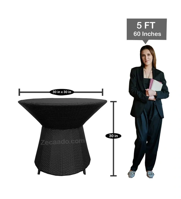Zecado Zeus 2 Seater Patio Coffee Table Set in Black Corduroy Finish with Off-White Cushion - Black, Off-White