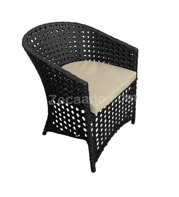 Zecado Zeus 2 Seater Patio Coffee Table Set in Black Corduroy Finish with Off-White Cushion - Black, Off-White
