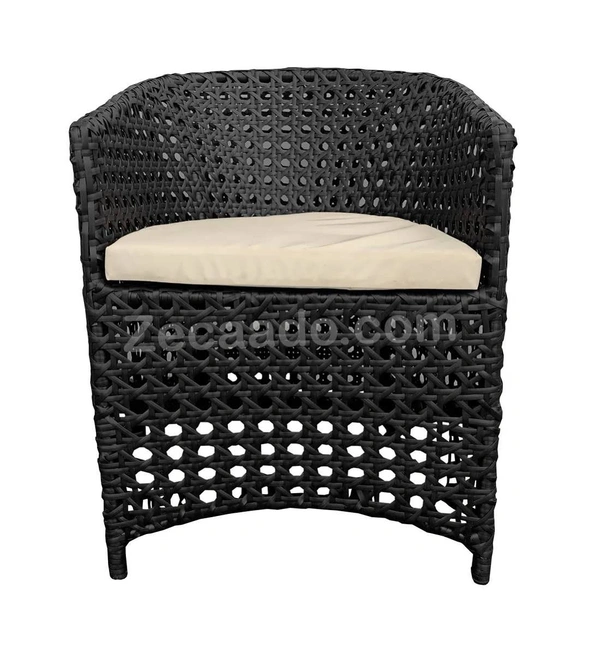 Zecado Zeus 2 Seater Patio Coffee Table Set in Black Corduroy Finish with Off-White Cushion - Black, Off-White