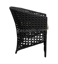 Zecado Zeus 2 Seater Patio Coffee Table Set in Black Corduroy Finish with Off-White Cushion - Black, Off-White