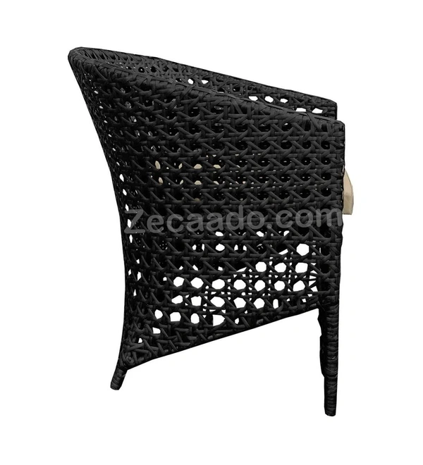 Zecado Zeus 2 Seater Patio Coffee Table Set in Black Corduroy Finish with Off-White Cushion - Black, Off-White