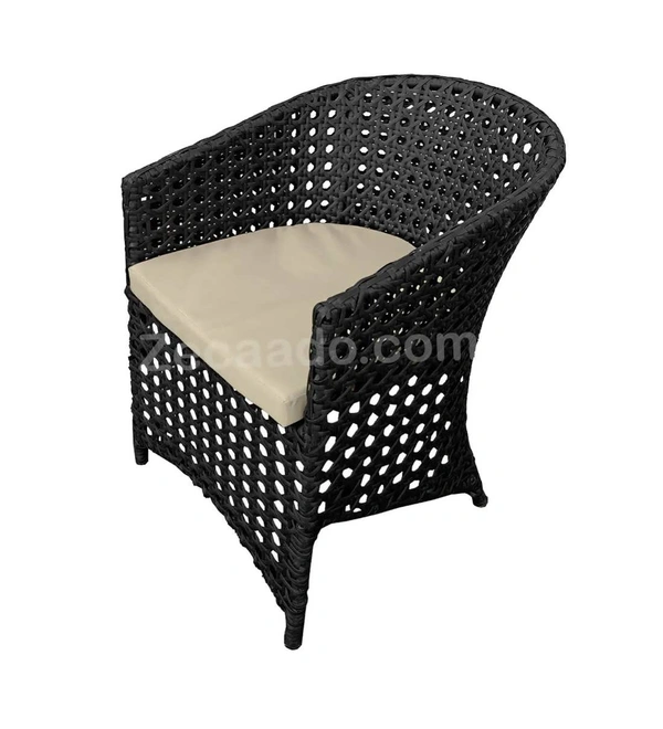 Zecado Zeus 2 Seater Patio Coffee Table Set in Black Corduroy Finish with Off-White Cushion - Black, Off-White