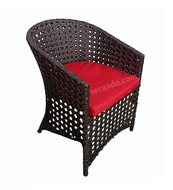 Zecado Zeus 2 Seater Patio Coffee Table Set in Brown Corduroy Finish with Red Cushion - Brown, Red