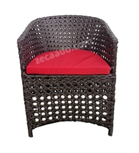 Zecado Zeus 2 Seater Patio Coffee Table Set in Brown Corduroy Finish with Red Cushion - Brown, Red