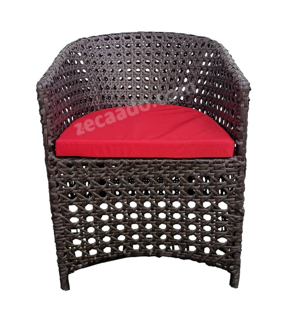 Zecado Zeus 2 Seater Patio Coffee Table Set in Brown Corduroy Finish with Red Cushion - Brown, Red