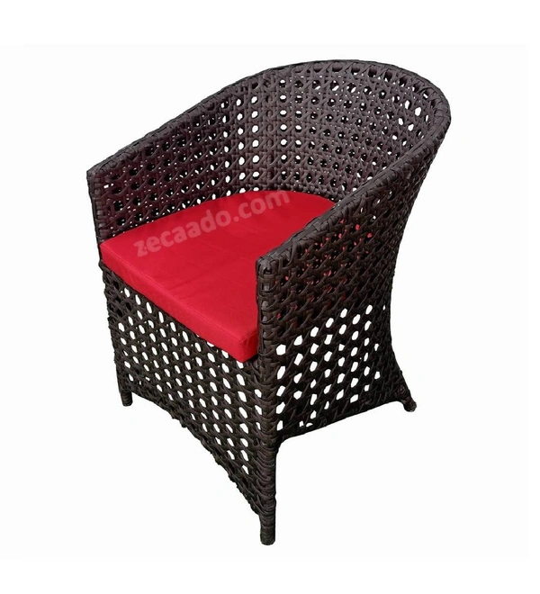 Zecado Zeus 2 Seater Patio Coffee Table Set in Brown Corduroy Finish with Red Cushion - Brown, Red