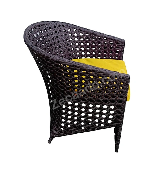 Zecado Zeus 2 Seater Patio Coffee Table Set in Brown Corduroy Finish with Yellow Cushion - Brown, Yellow