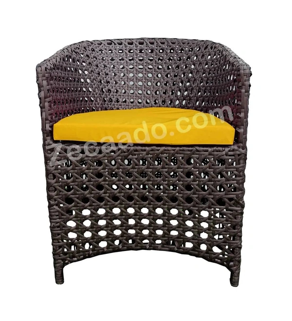 Zecado Zeus 2 Seater Patio Coffee Table Set in Brown Corduroy Finish with Yellow Cushion - Brown, Yellow