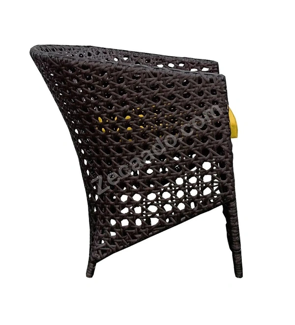 Zecado Zeus 2 Seater Patio Coffee Table Set in Brown Corduroy Finish with Yellow Cushion - Brown, Yellow