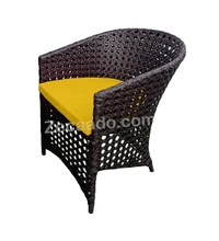 Zecado Zeus 2 Seater Patio Coffee Table Set in Brown Corduroy Finish with Yellow Cushion - Brown, Yellow