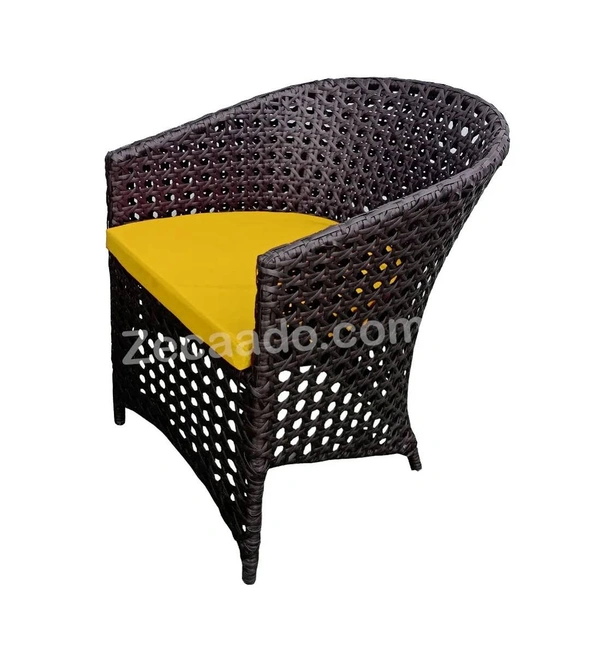 Zecado Zeus 2 Seater Patio Coffee Table Set in Brown Corduroy Finish with Yellow Cushion - Brown, Yellow