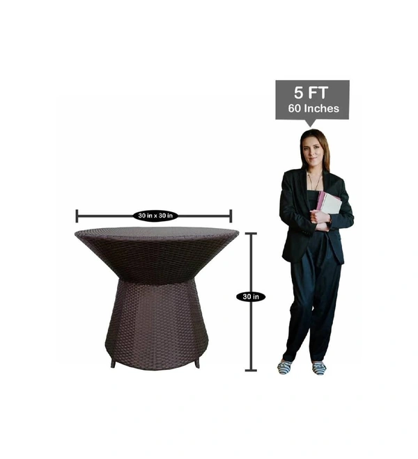 Zecado Zeus 4 Seater Patio Coffee Table Set in Brown Corduroy Finish with Off-White Cushion - Brown, Off-White