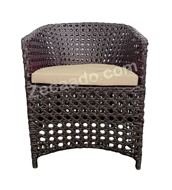 Zecado Zeus 4 Seater Patio Coffee Table Set in Brown Corduroy Finish with Off-White Cushion - Brown, Off-White