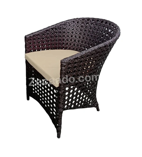 Zecado Zeus 4 Seater Patio Coffee Table Set in Brown Corduroy Finish with Off-White Cushion - Brown, Off-White