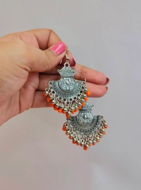 Orange Oxidised Set- Ethnic Jewellery - Orange