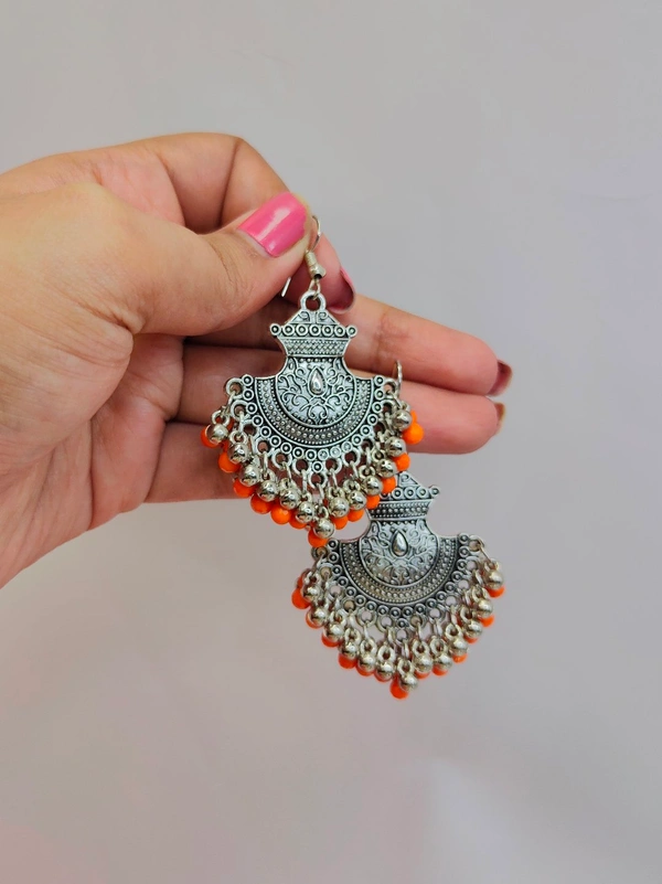 Orange Oxidised Set- Ethnic Jewellery - Orange