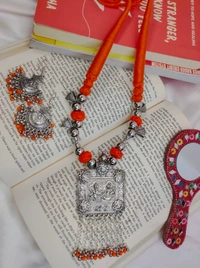 Orange Oxidised Set- Ethnic Jewellery - Orange