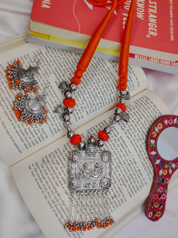 Orange Oxidised Set- Ethnic Jewellery - Orange