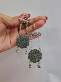 Unique Black & Yellow Durga Oxidised Set.  - Yellow & Black