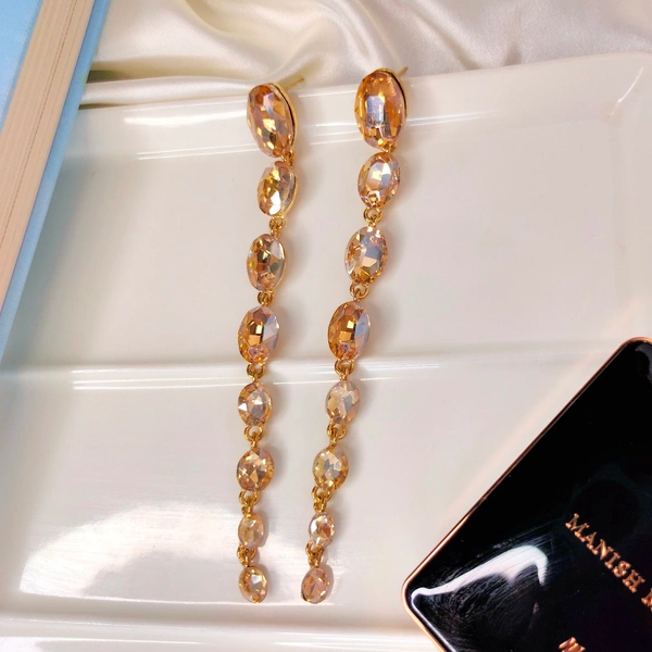 Stone Drop Earring Gold Plated.