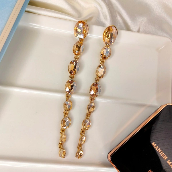 Stone Drop Earring Gold Plated.