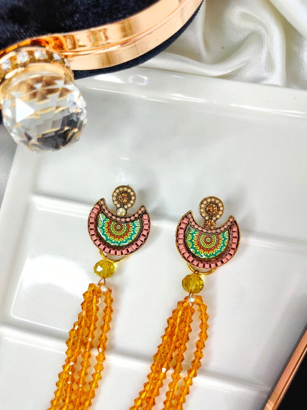 Traditional Work Beaded Earring - yellow