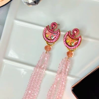 Traditional Work Beaded Earring - pink