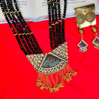 Gorgeous Black Gold Plated Necklace Woth Earring Set