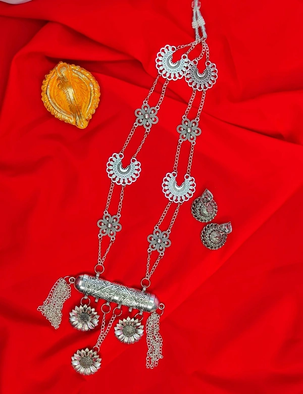 Afghani Silver Jewellery Long Necklace Set