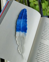 Resin Feather Bookmark - Electric Blue - blue