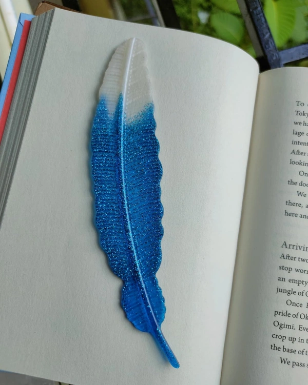Resin Feather Bookmark - True Blue