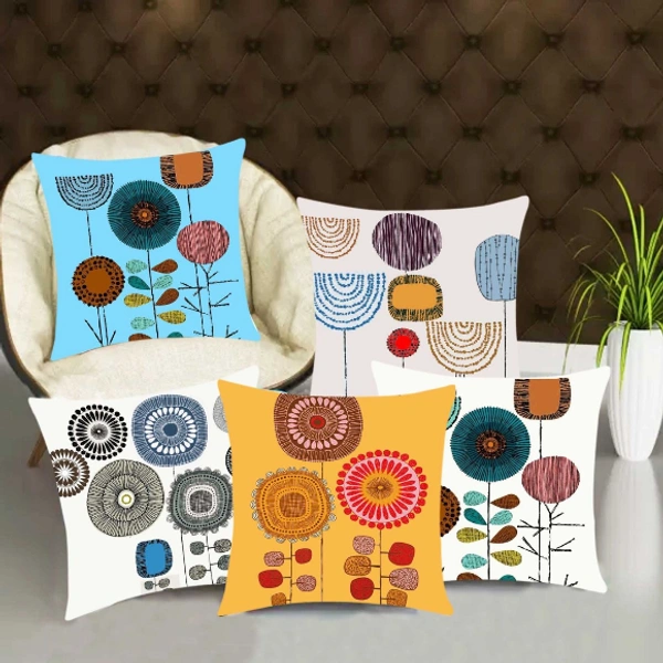 CITY BEST MART Printed Jute Cushion Covers - 16*16 Inch