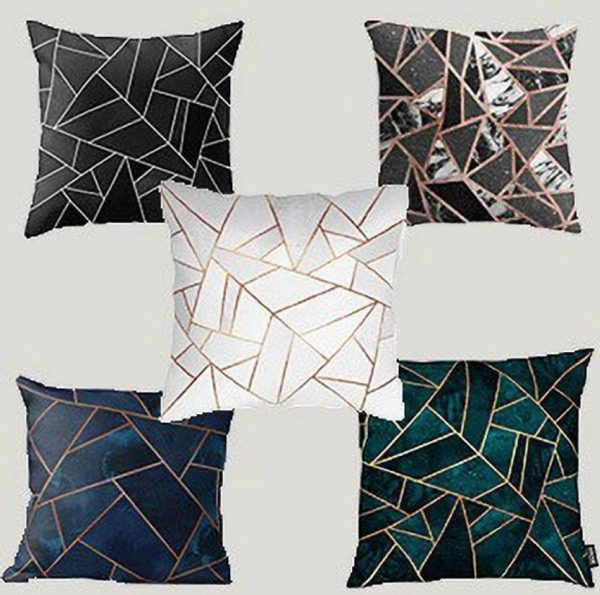 CITY BEST MART Geometric Design Printed Cushion Covers - 16*16