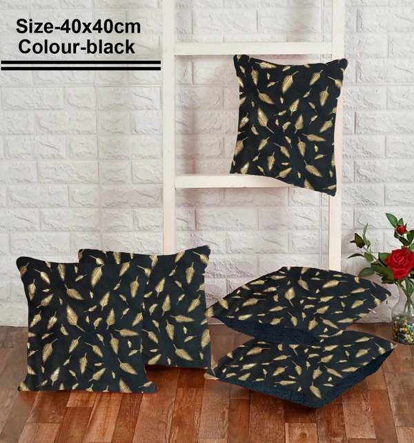 CITY BEST MART STYLISH FUR CUSHION COVERS ( PACK OF 5)  - Black