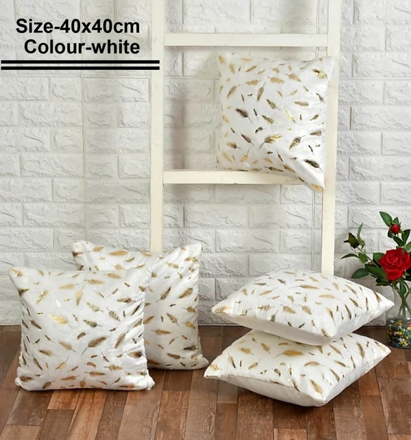 CITY BEST MART STYLISH FUR CUSHION COVERS ( PACK OF 5)  - White
