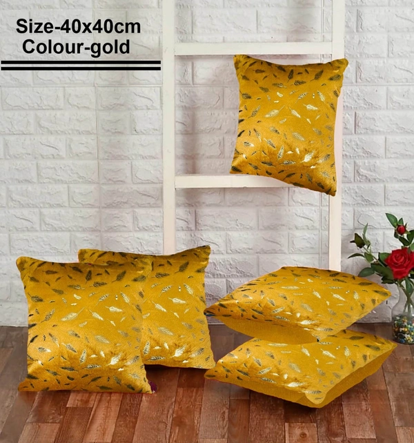 CITY BEST MART STYLISH FUR CUSHION COVERS ( PACK OF 5)  - Gold