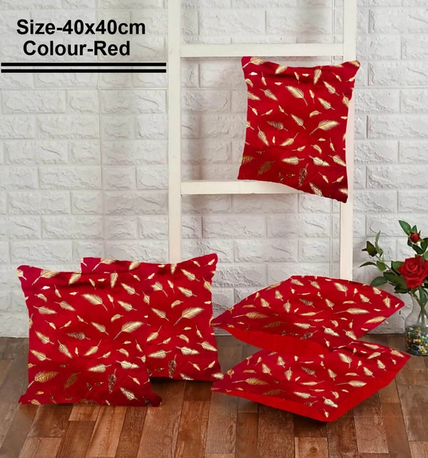 CITY BEST MART STYLISH FUR CUSHION COVERS ( PACK OF 5)  - Red