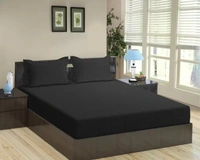 City Best Mart  Satin Stripe Bedsheets (90*90) - Black