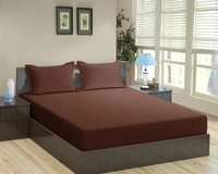 City Best Mart  Satin Stripe Bedsheets (90*90) - Brown